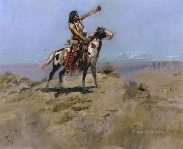 アメリカインディアン Painting - シグナル チャールズ マリオン ラッセル アメリカン インディアン
